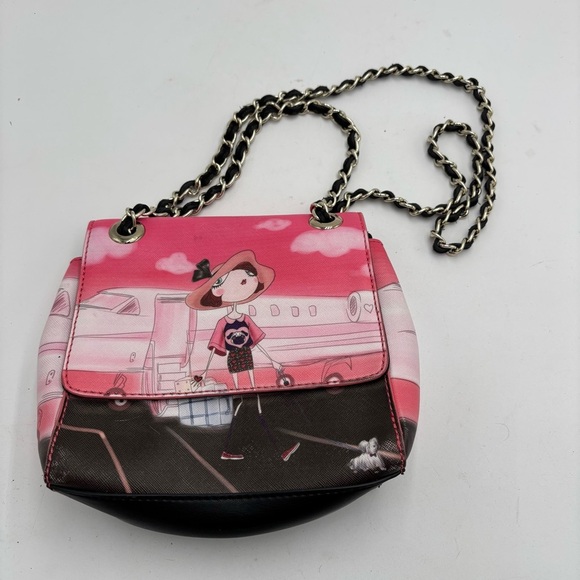 Love Moschino Women’s Airplane Pink Cartoon Crossbody Chain Bag - Picture 1 of 9
